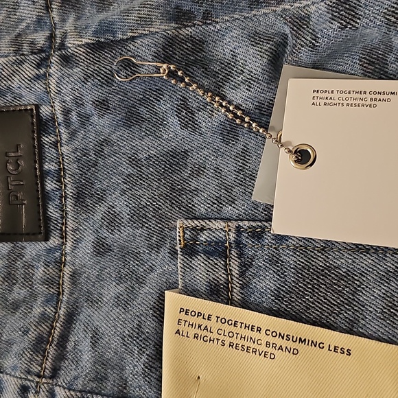 NWT PTCL Medium Wash Drawstring Front Flower Print Denim Miniskirt  Large - Picture 14 of 14